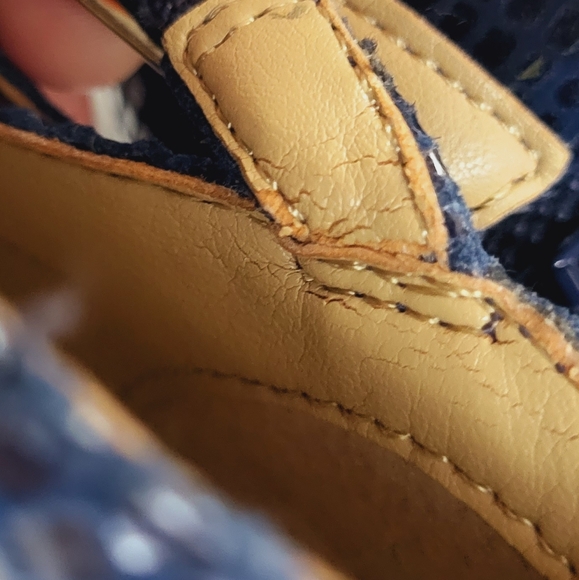 Isola Womens 7.5 Navy Blue Snake Embossed Triple Strap Buckle Open Peep … - Picture 12 of 15